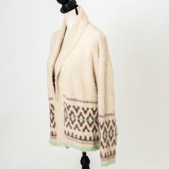 Southwestern vibe soft fuzzy shawl collar open style cardigan neutral L by a.n.a - Picture 4 of 12